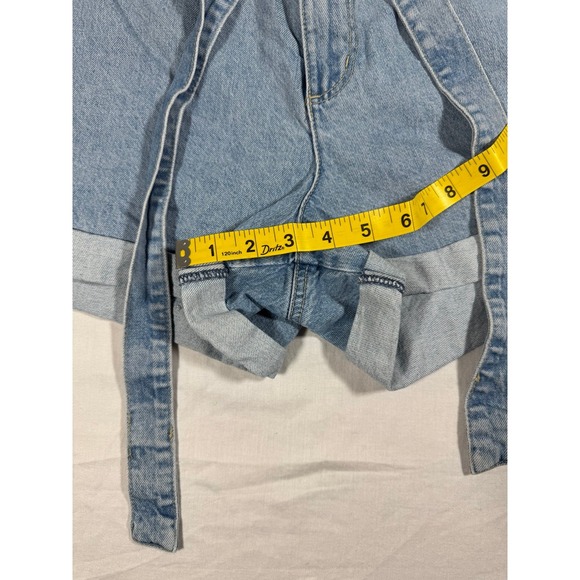 Garage High waisted blue denim shorts w/ denim belt size 9 - Picture 7 of 9